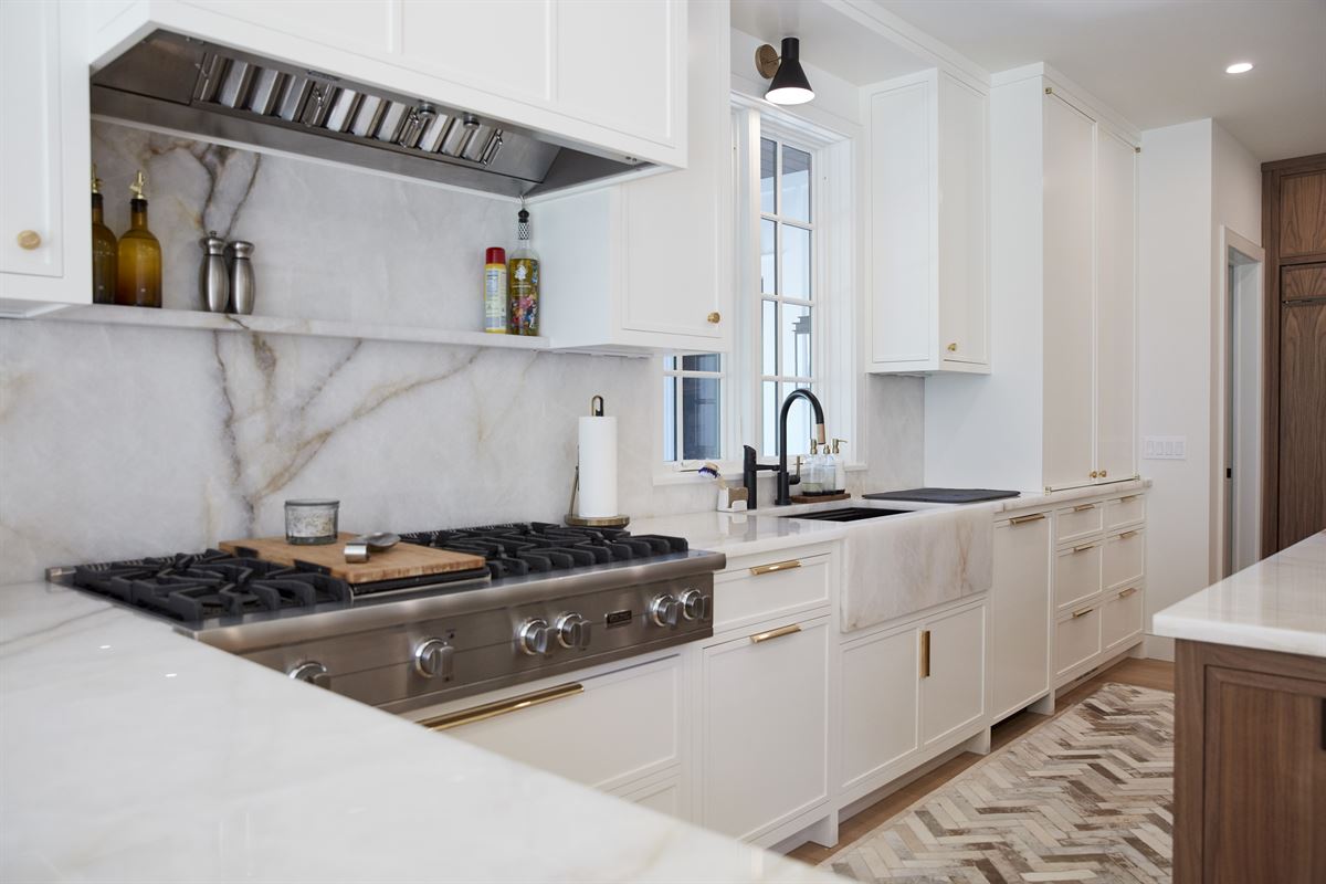 Finished kitchen sink and faucet