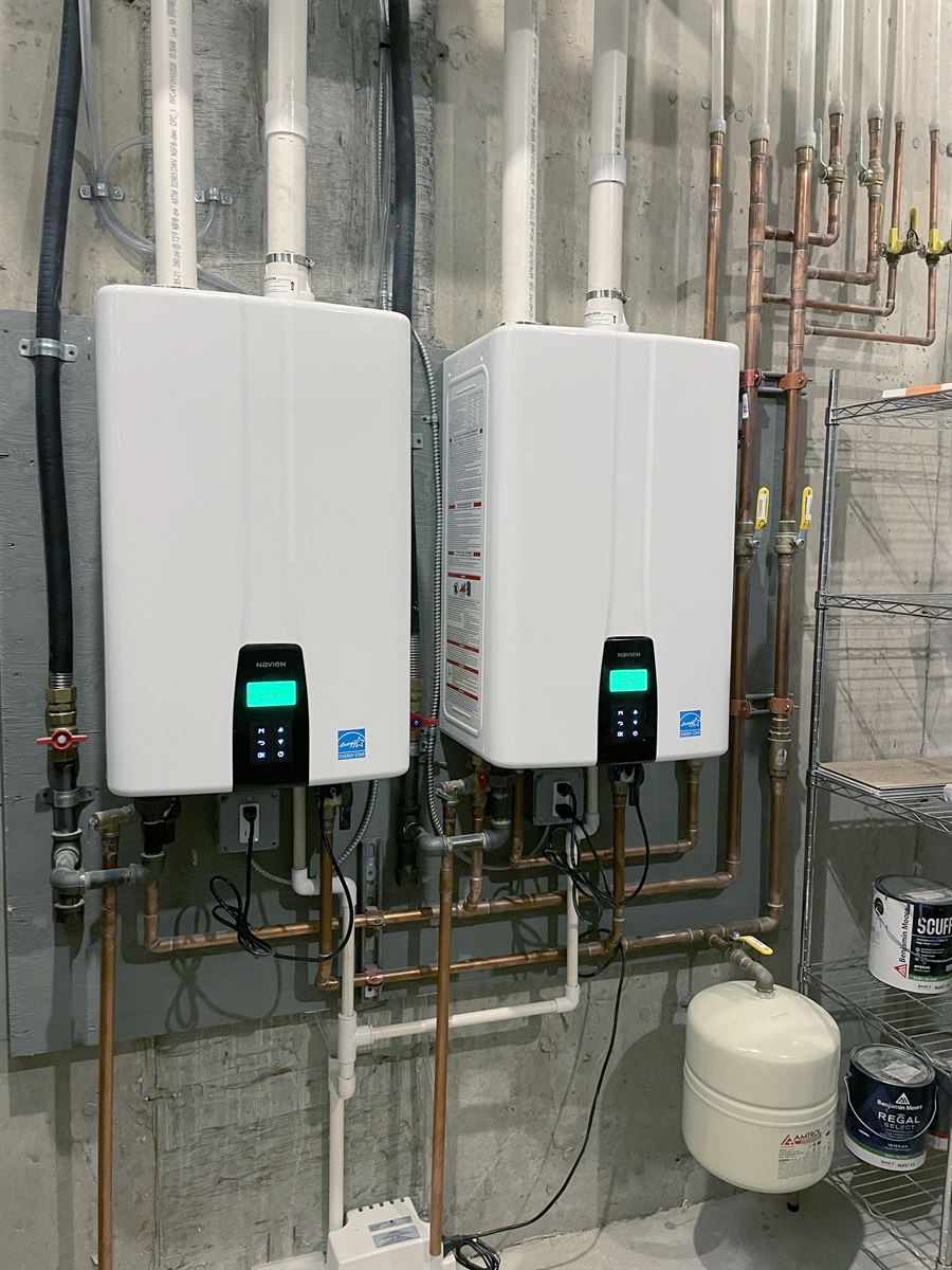 Dual Navien tankless water heater installation